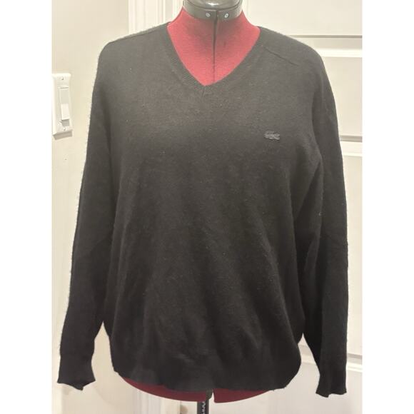 Lacoste Black Cashmere V Neck Sweater, XL - Picture 8 of 9